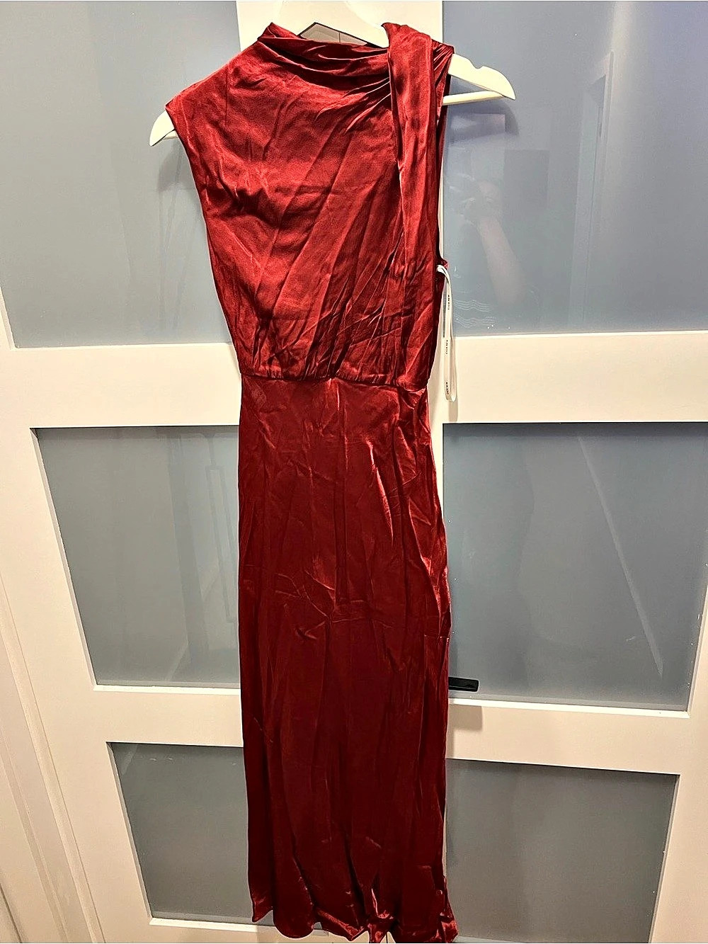 Ever New Sienna Petite High Neck Satin Midi Satin High Neck Dress Size 2 NWT